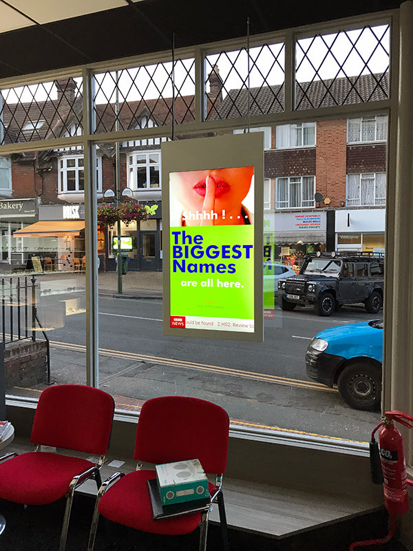 HANGING DOUBLE-SIDED WINDOW DISPLAYS (43" & 55")