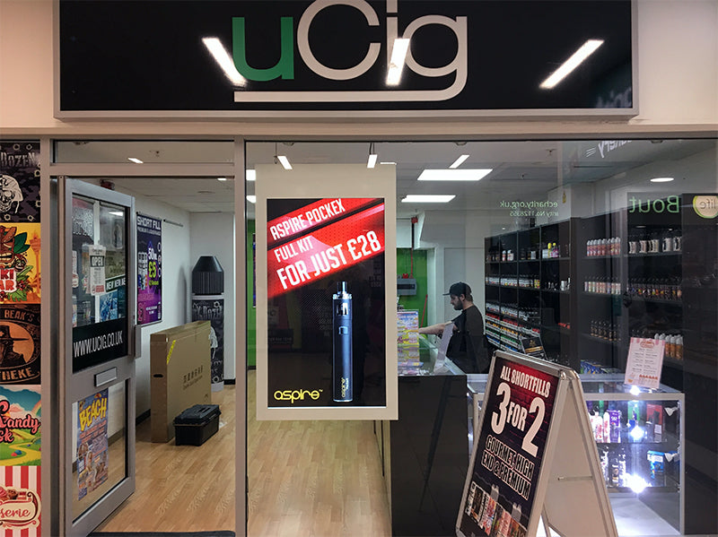 HANGING DOUBLE-SIDED WINDOW DISPLAYS (43" & 55")