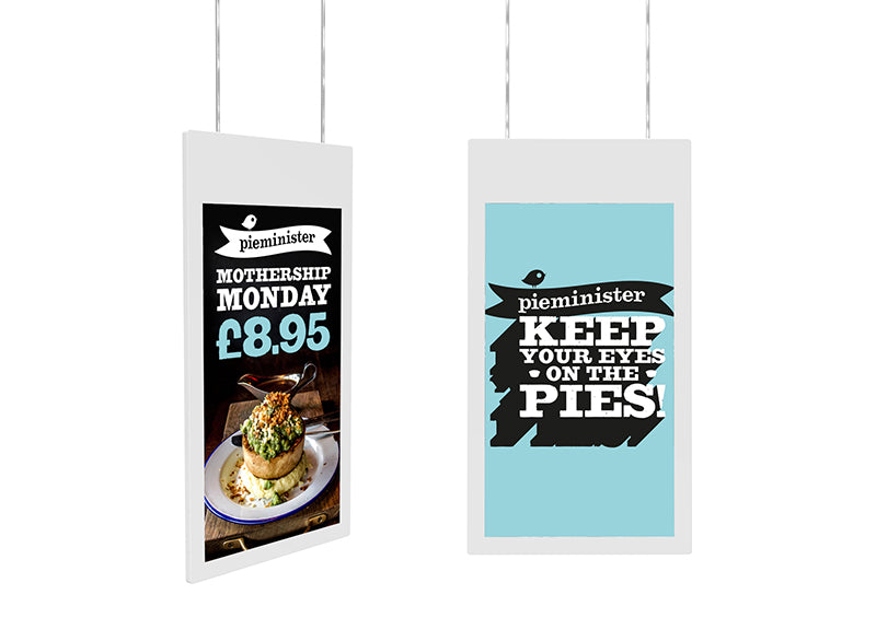 HANGING DOUBLE-SIDED WINDOW DISPLAYS (43" & 55")